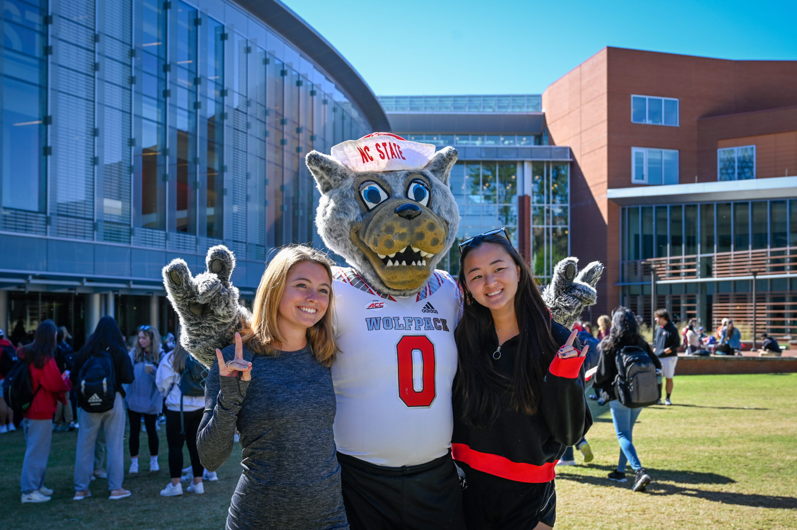 During Pack Appreciation Day students show our appreciation to the tens of thousands of donors who supported our Think and Do the Extraordinary Campaign. Students wrote notes and made videos to give thanks. This happened on Stafford Commons. Photo by Marc Hall
